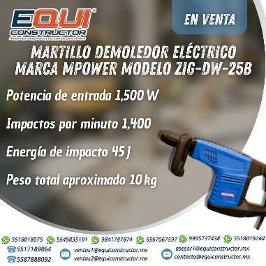 MARTILLO DEMOLEDOR ELCTRICO MPOWER ZIG DW 25B