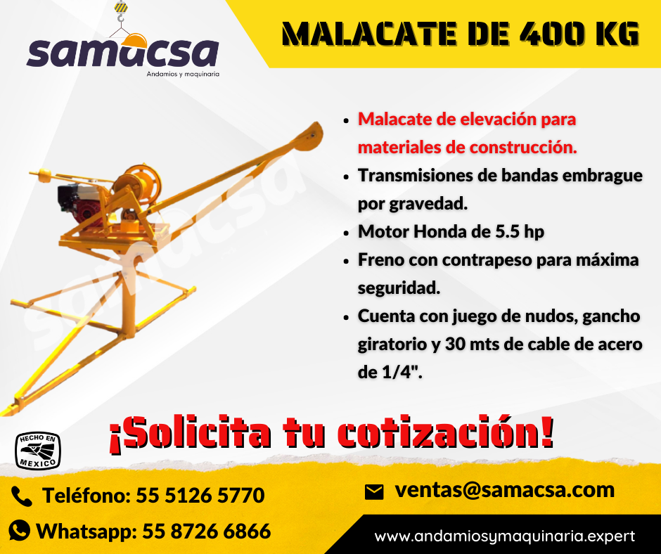 Malacate de Elevacin 400 kg Alta Seguridad